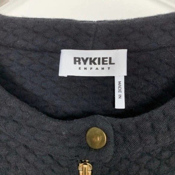Rykiel Enfant Designer Girls Size 14  Black Gold Heart Quilted Full Zip Jacket - Picture 6 of 10